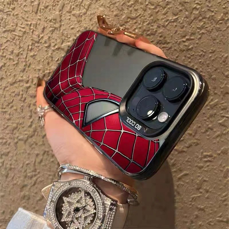Hot selling Half face Spider Man frosted is suitable for Apple 15 promax 14 Pro phone case