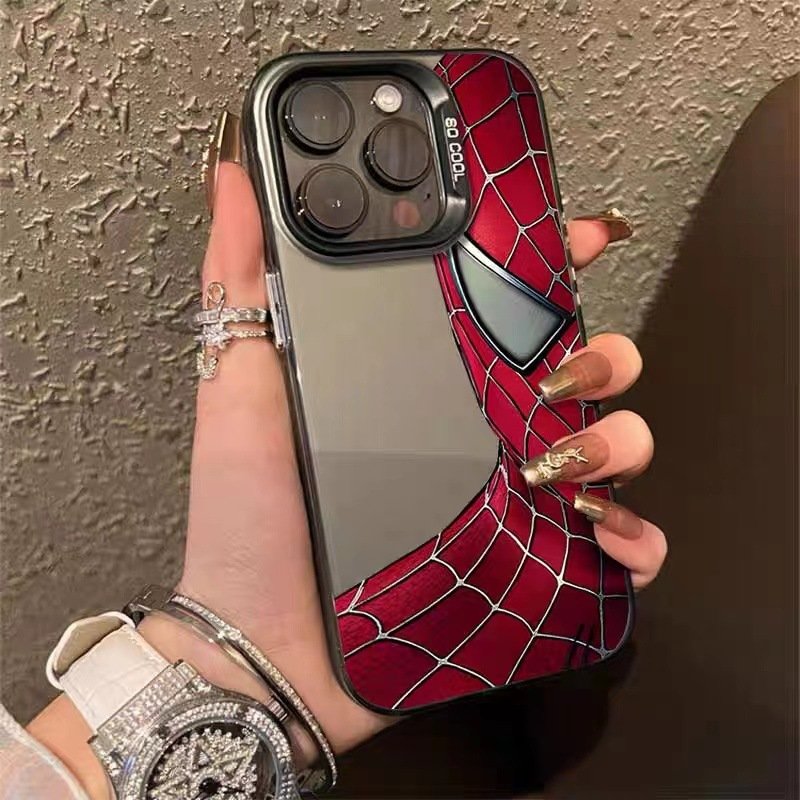 Hot selling Half face Spider Man frosted is suitable for Apple 15 promax 14 Pro phone case