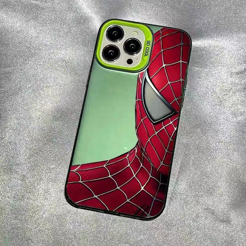 Hot selling Half face Spider Man frosted is suitable for Apple 15 promax 14 Pro phone case
