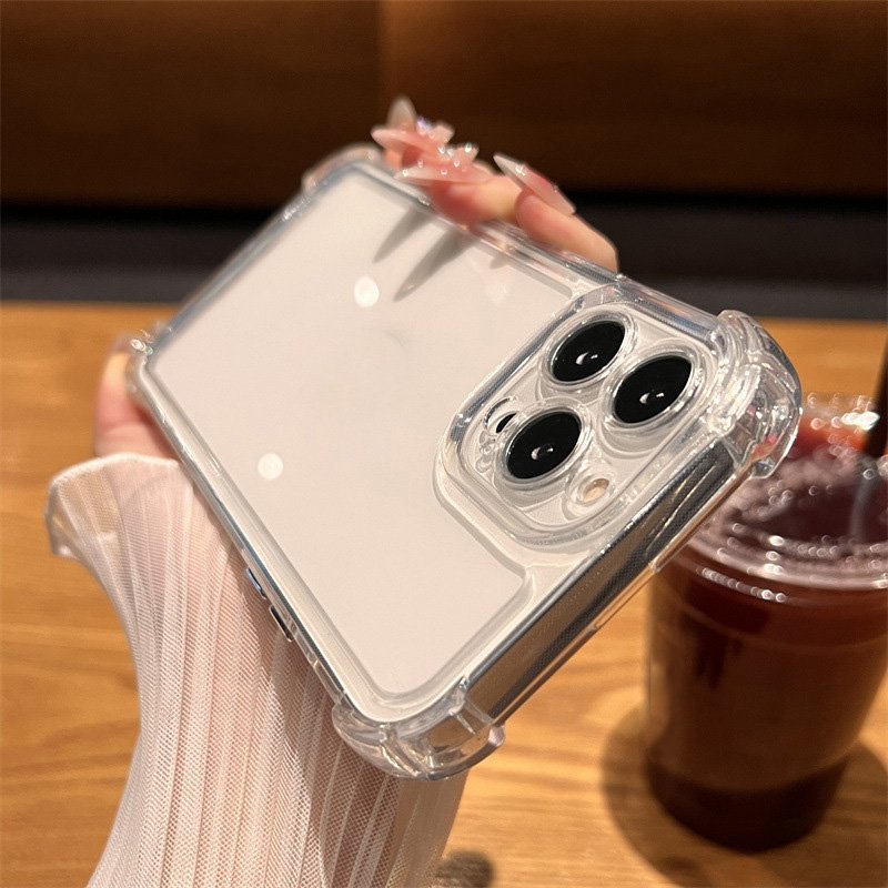 High Clear Four Corners Shockproof Phone Case For iPhone 16 15 14 13 12 11 Pro Max XS Max X XR Transparent Lens Protective Cover