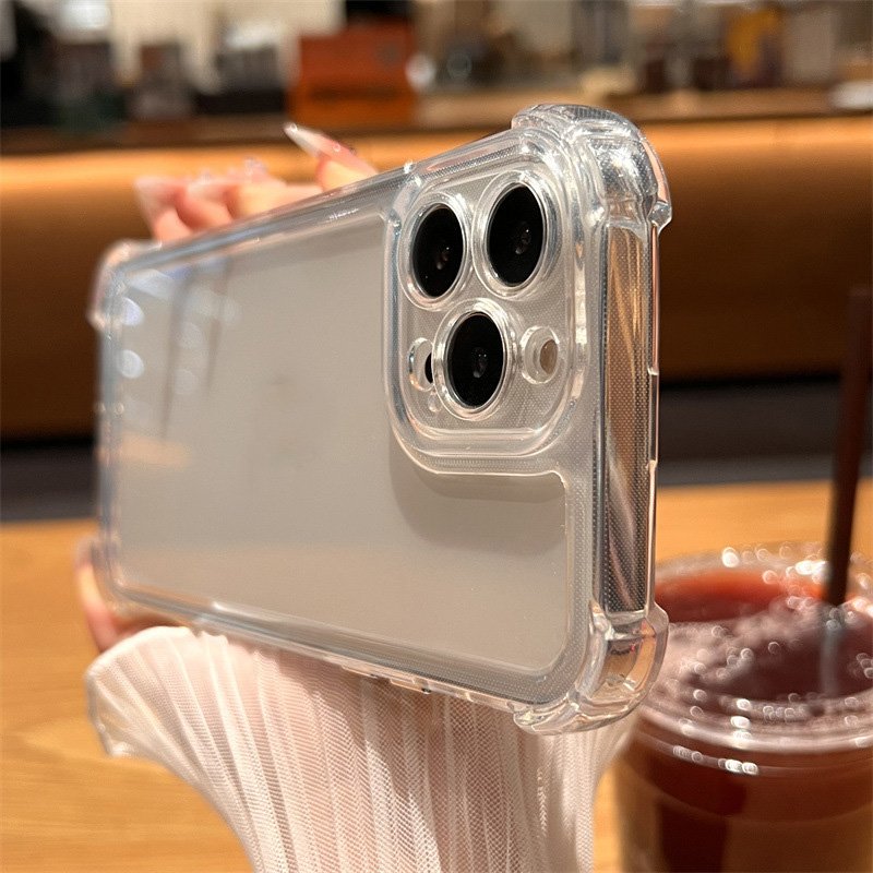 High Clear Four Corners Shockproof Phone Case For iPhone 16 15 14 13 12 11 Pro Max XS Max X XR Transparent Lens Protective Cover