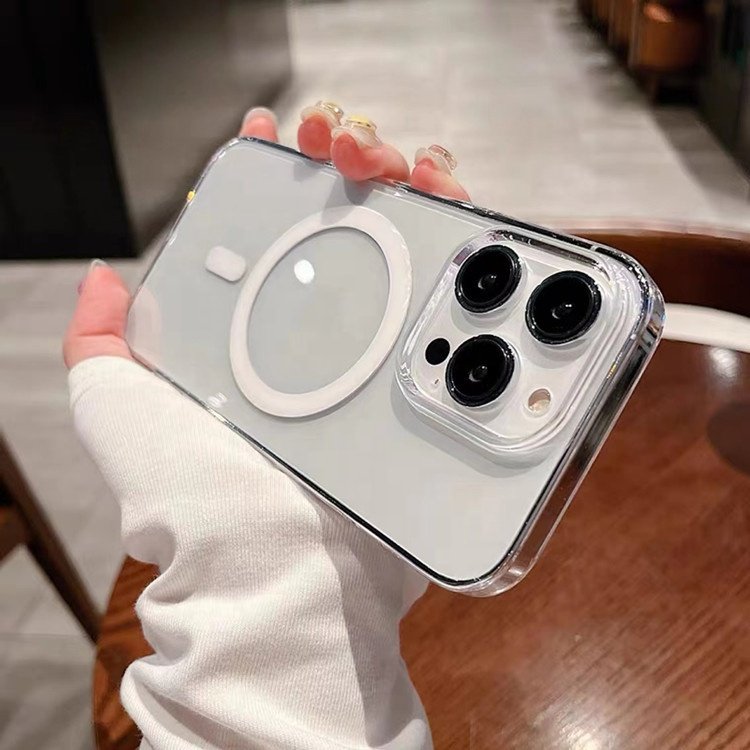 Acrylic Transparent Shockproof Protective Case Magnetic Mobile Phone Case For iphone 13 12 14 pro max Wireless Charging Case