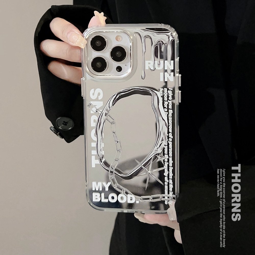 For iPhone 15 14 13 12 11 Pro Max Creative Design Electroplating Make Up Mirror Surface PC Mobile Phone Case
