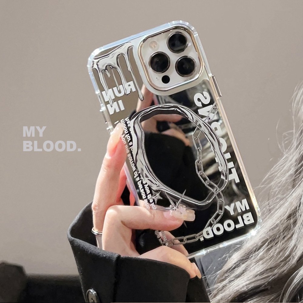 For iPhone 15 14 13 12 11 Pro Max Creative Design Electroplating Make Up Mirror Surface PC Mobile Phone Case