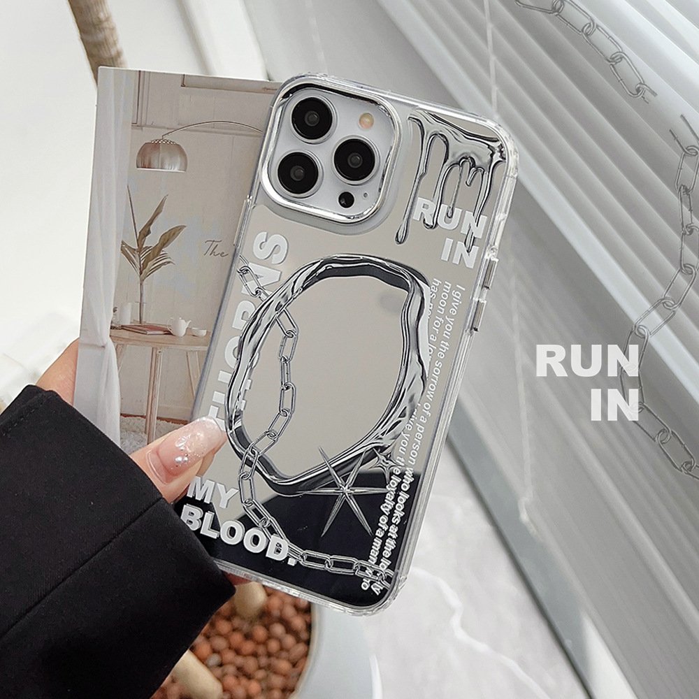 For iPhone 15 14 13 12 11 Pro Max Creative Design Electroplating Make Up Mirror Surface PC Mobile Phone Case
