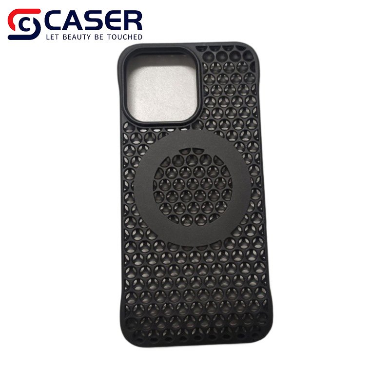 Metal Color Heat Dissipation Honeycomb Hollowing Out Mobile Phone Case Skin Feel Borderless Phone Case For Iphone 16 15 14 13