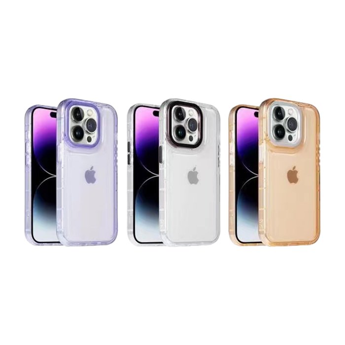1.5mm Transparent TPU Electroplated Lens Frame Anti Drop Phone Case for iphone 15