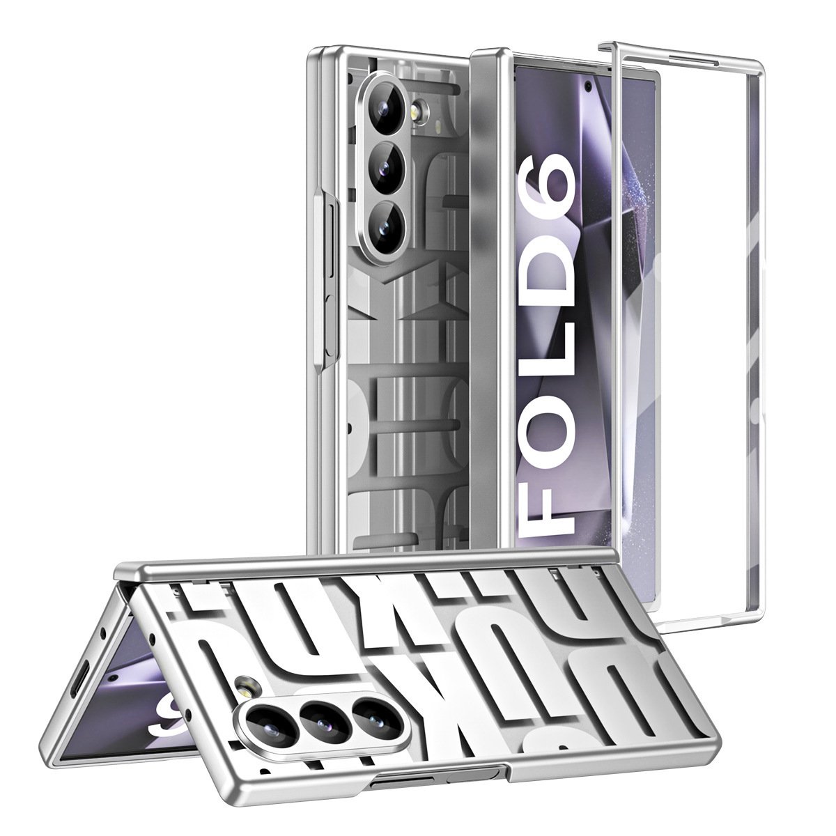 New style luxury mobile phone case for Samsung Galaxy Z fold 6 Trendy electroplated transparent fold6 hinge anti drop case