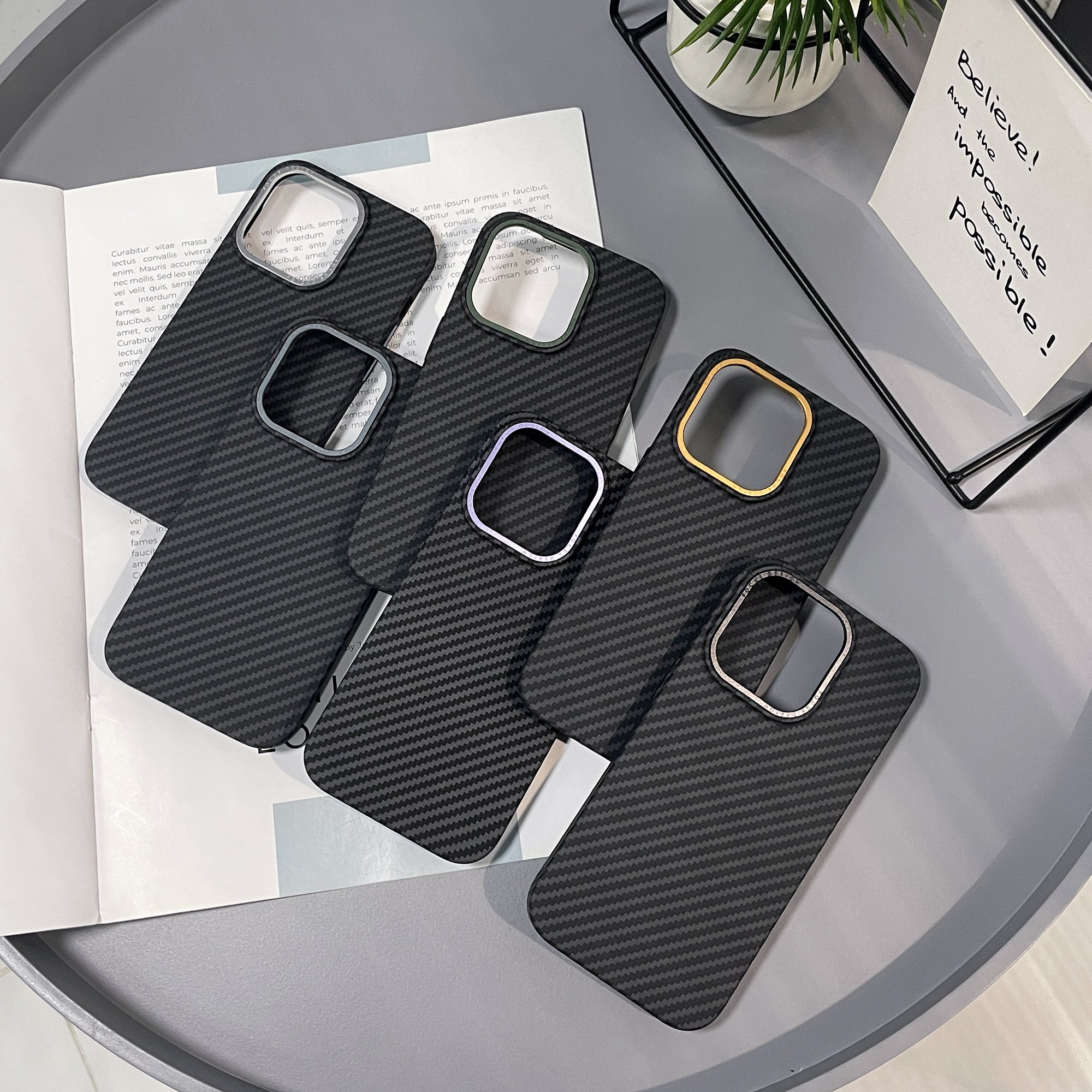 Magnetic Carbon Fiber For iPhone 15 14 13 12 Pro Max Mobile Phone Case Slim Fit Smooth Shockproof Protective Cover