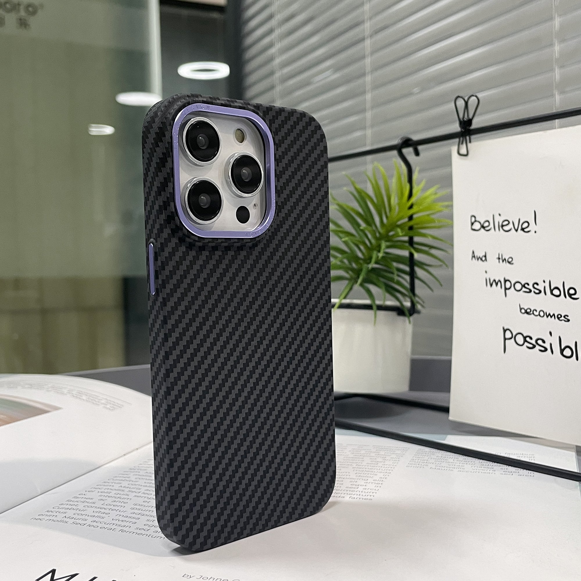 Magnetic Carbon Fiber For iPhone 15 14 13 12 Pro Max Mobile Phone Case Slim Fit Smooth Shockproof Protective Cover