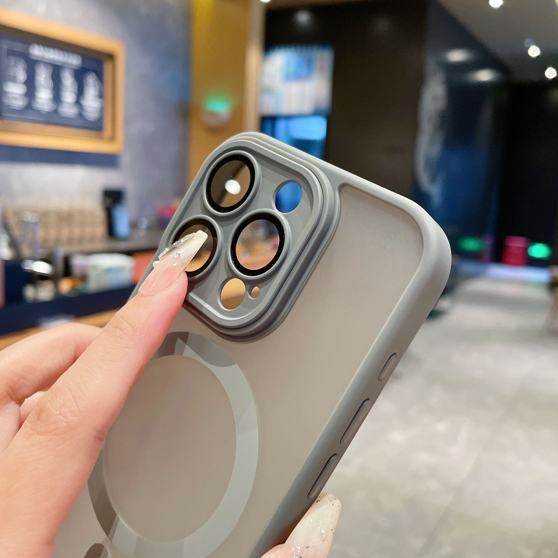 New matte anti-fingerprint magnetic suction phone case for iphone 15 promax Samsung S24ultra fashion acrylic phone accessories