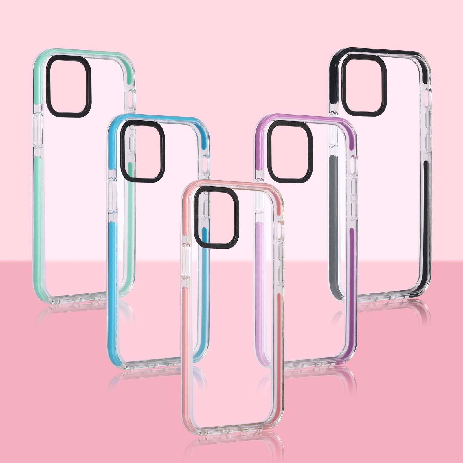 New Fashion Shockproof Impact Clear Phone Case For iPhone 16 15 14 13 Pro Max TPU PC TPE Custom Pattern Case With Camera Cover