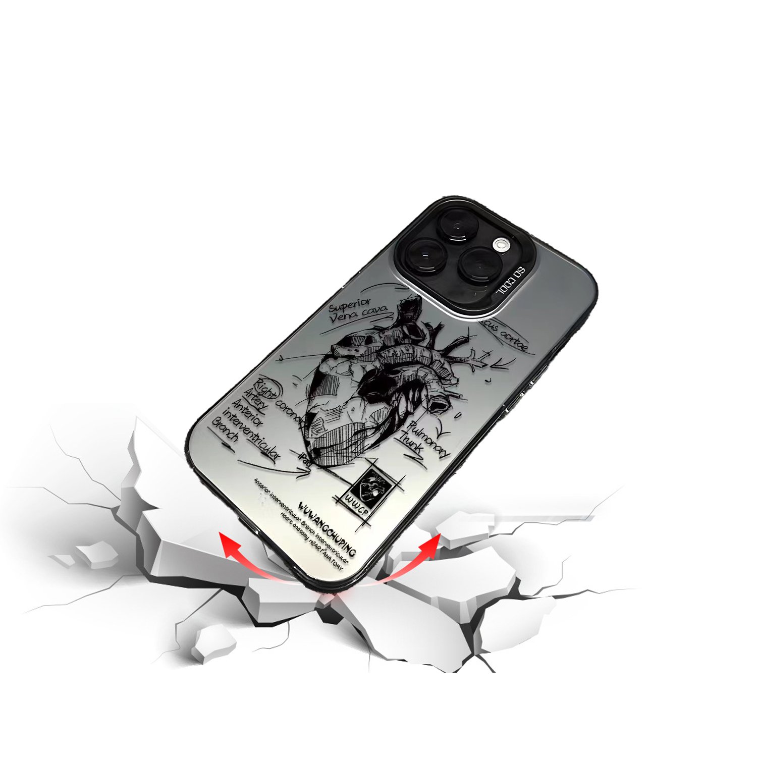 Stylish Hard Plastic Back Cover For iPhone 11 12 13 14 15 Pro Max Graffiti Heart Trend Phone Case