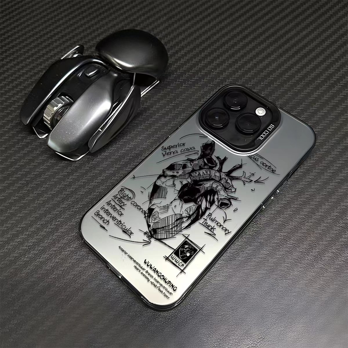 Stylish Hard Plastic Back Cover For iPhone 11 12 13 14 15 Pro Max Graffiti Heart Trend Phone Case