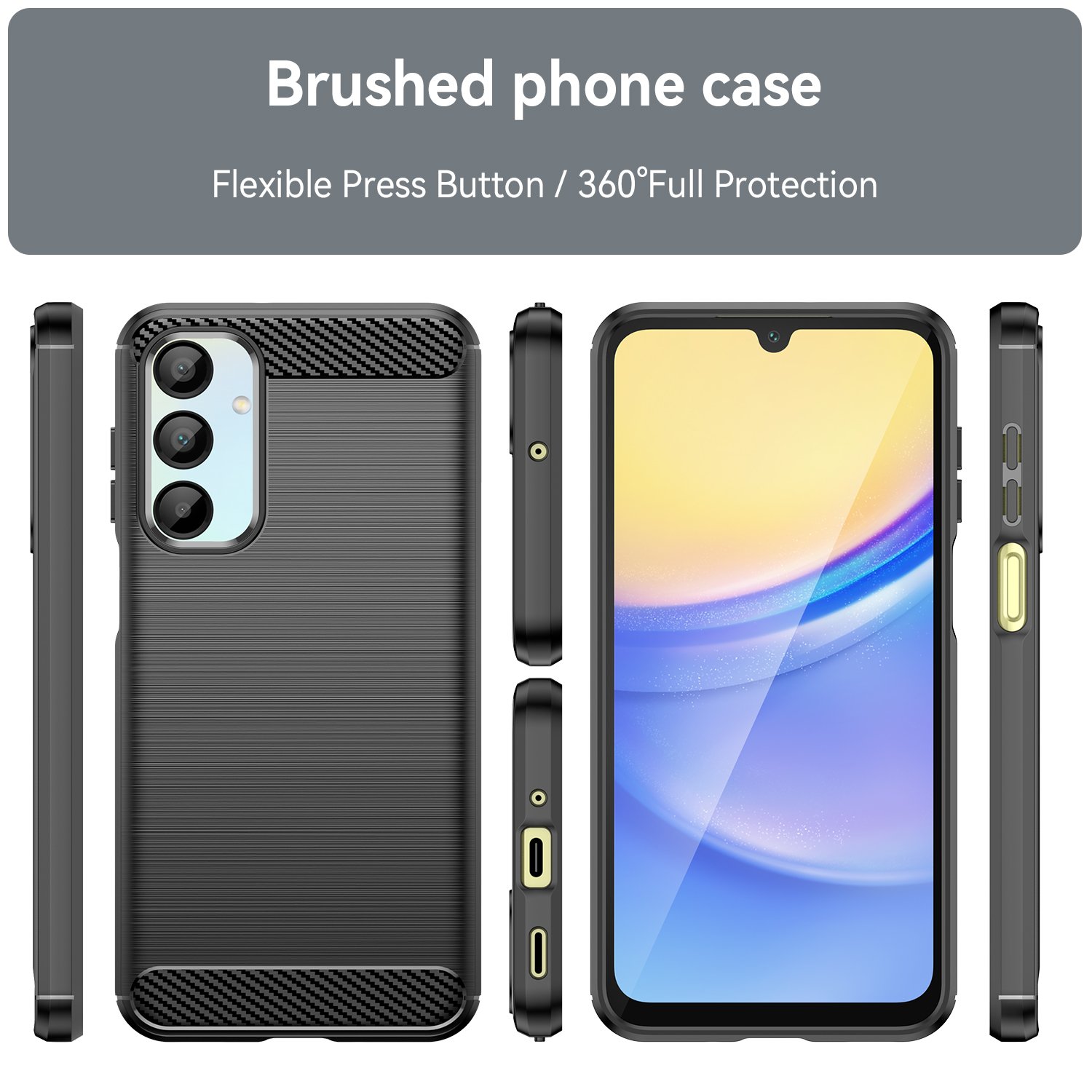 Carbon Fiber Brushed Case for Samsung Galaxy A16 A06 A55 A35 A25 A15 A05S A05 A54 A24 A53 A13 A7 2018 Soft TPU Mobile Phone Case