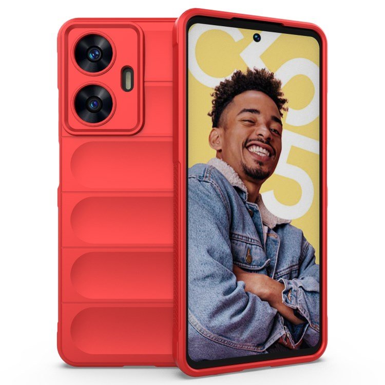 Anti-Scratch Rugged Mobile Back Cover For Realme C55 Flexible TPU Black Phone Case