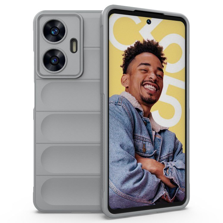 Anti-Scratch Rugged Mobile Back Cover For Realme C55 Flexible TPU Black Phone Case