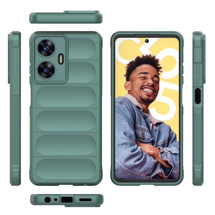 Anti-Scratch Rugged Mobile Back Cover For Realme C55 Flexible TPU Black Phone Case
