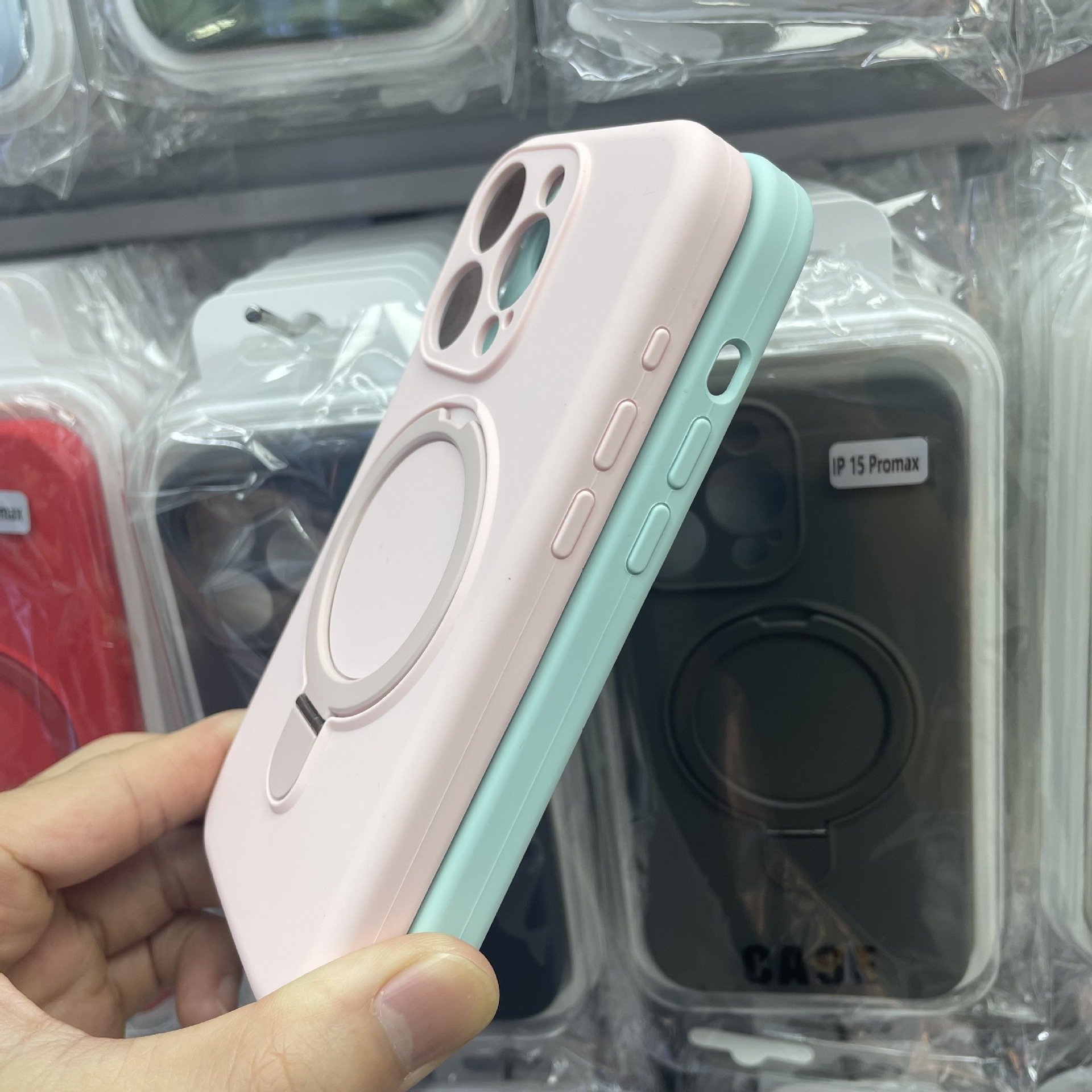 For iPhone 15 Case Silicone Cover with Invisible Kickstand Magnetic Charging Mobile Phone Case for iPhone 15 Pro MAX 14 13 12