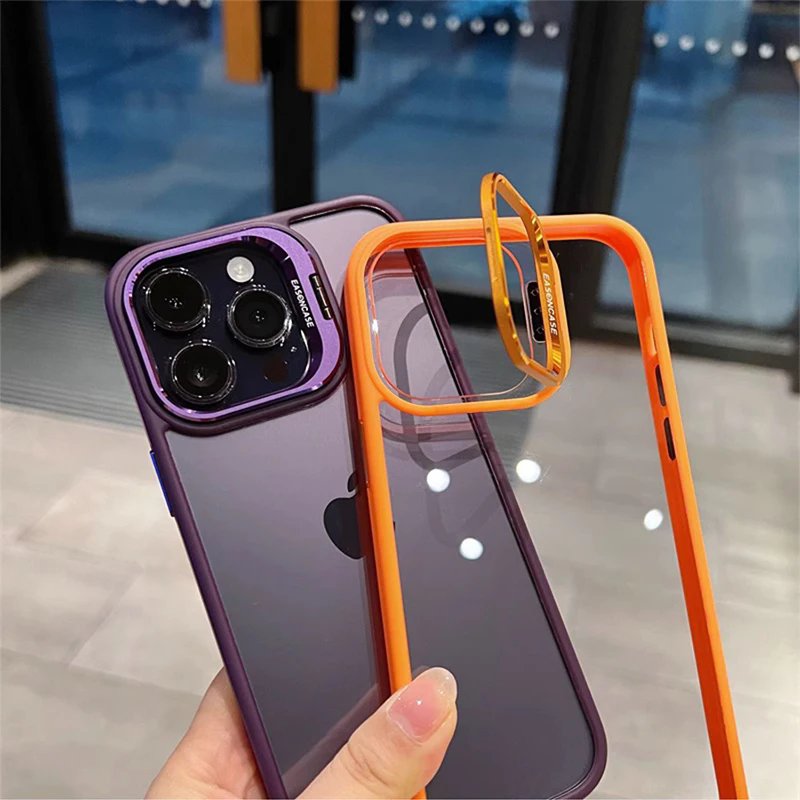 OEM Shockproof Metal Bracket Lens Protector Mobile Phone Case for iPhone 15 14 13 Pro Max