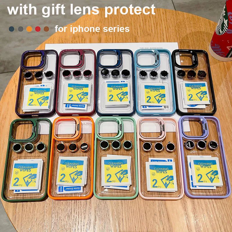 OEM Shockproof Metal Bracket Lens Protector Mobile Phone Case for iPhone 15 14 13 Pro Max