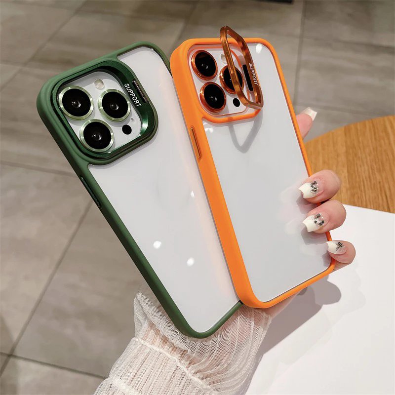 OEM Shockproof Metal Bracket Lens Protector Mobile Phone Case for iPhone 15 14 13 Pro Max
