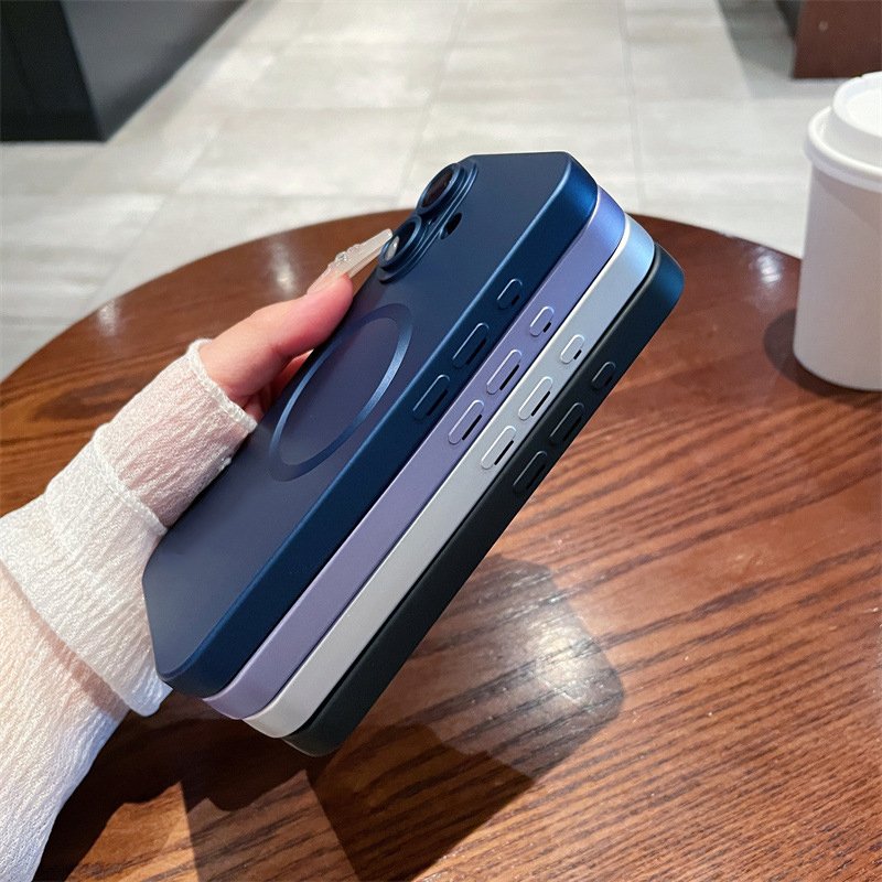 For iPhone 16 Luxury Metallic Matte Magnetic Case For iPhones 12 13 Plus Glass Lens Protector For iPhone 14 15 16 Pro Max Cover