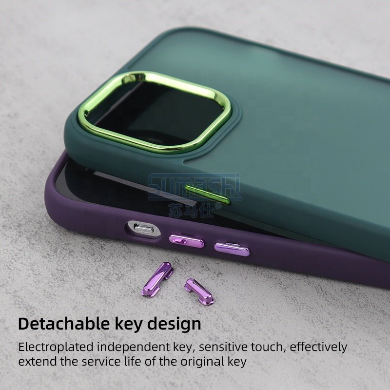 New designer matte Frosted Mobile Phone Case for infinix mobile cover For Iphone 14 15 Pro Max Case With plating Metal Lens