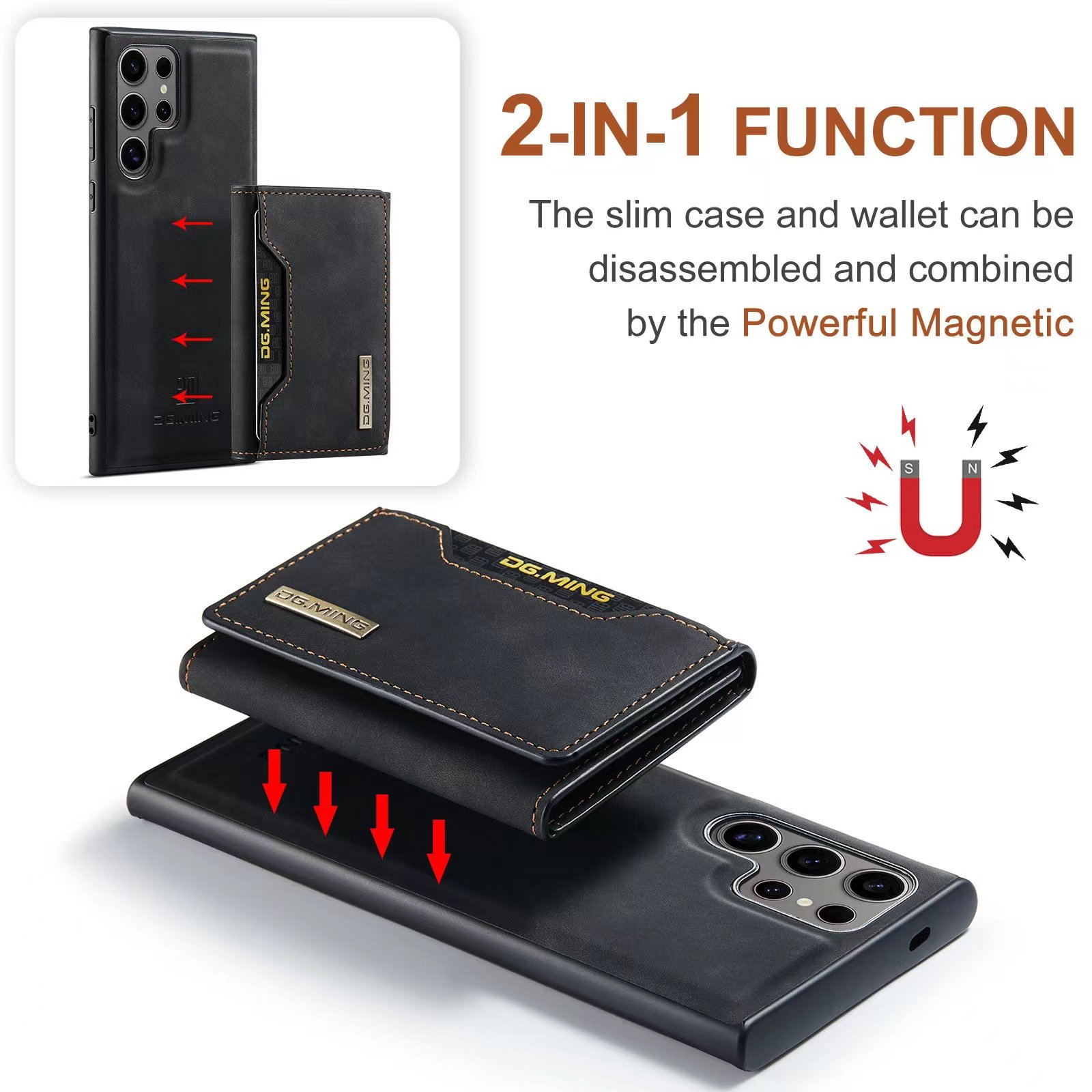 CaseMe A55 Retro Flip Multifunction Card Wallet Phone Leather Case For Samsung S24 S24Ultra S23 Plus S23FE Cover