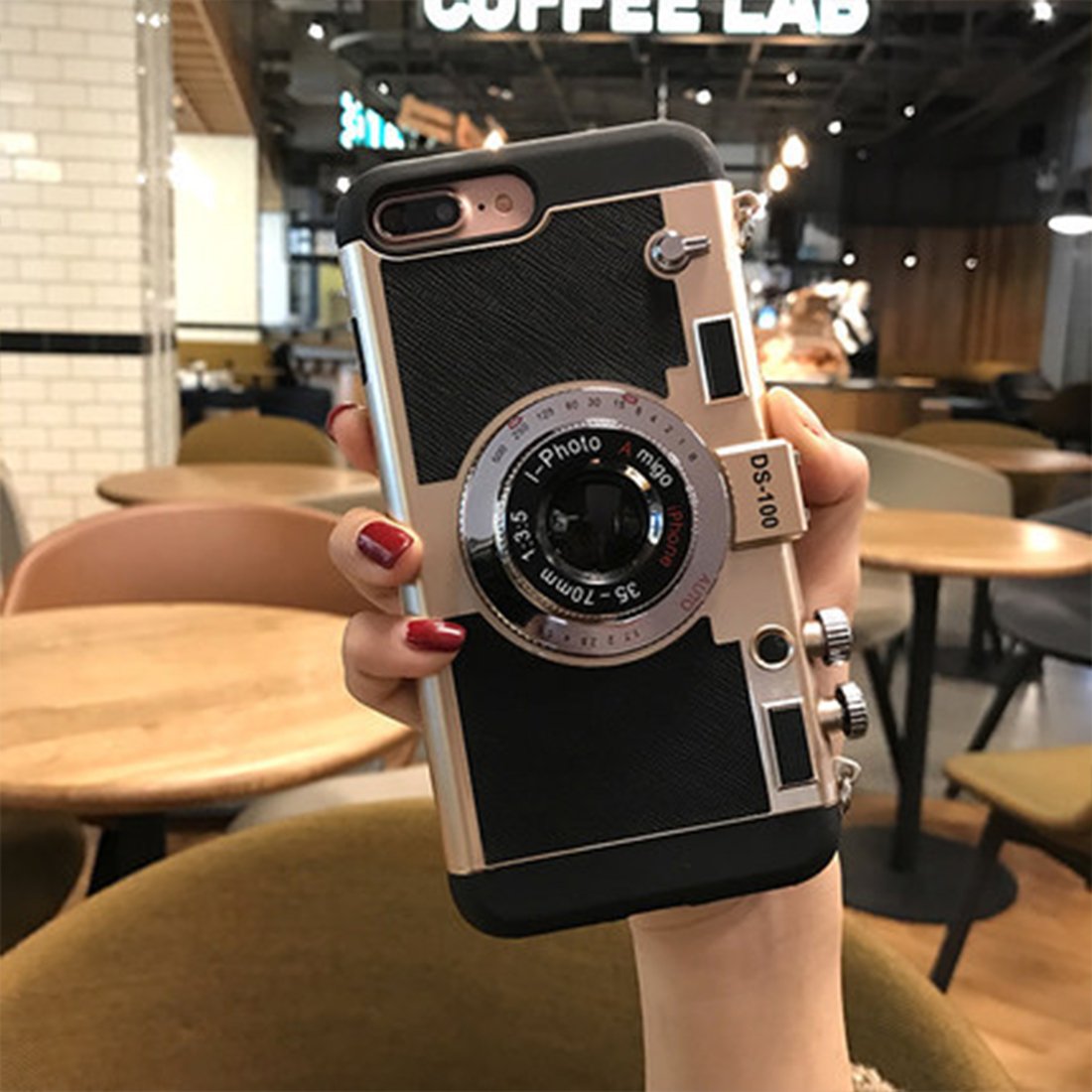 Retro Camera Mobile Phone Cases for iPhone 14 pro max Shockproof Cover Case with Lanyard for iPhone 11 12 13Pro 7 8 Plus 6 6s 5s