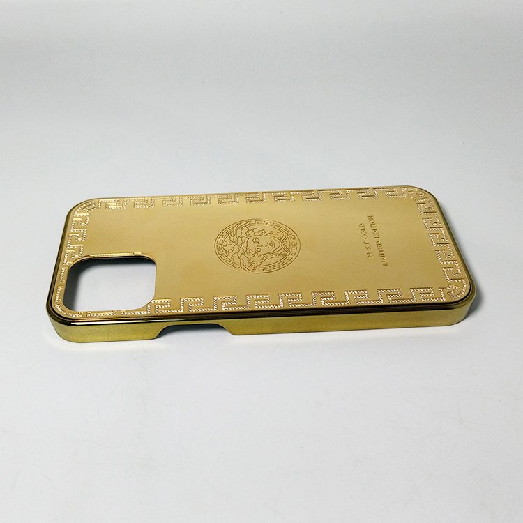 Customizable pattern logo texture plastic protective case gold plated luxury mobile phone case for iPhone 15 16 series