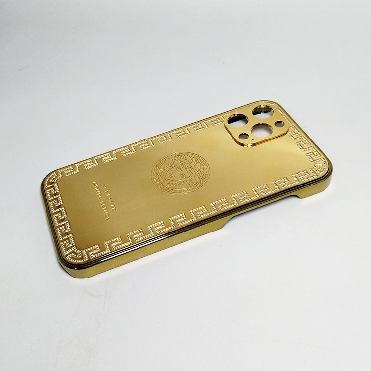 Customizable pattern logo texture plastic protective case gold plated luxury mobile phone case for iPhone 15 16 series
