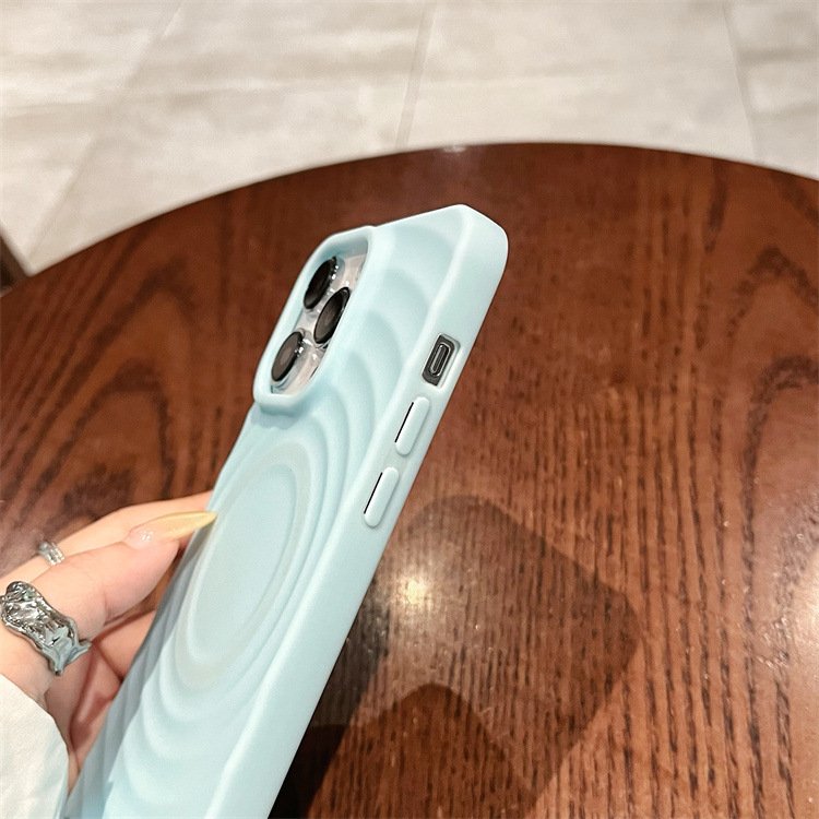 Soft Skin Feeling Water Ripple Magnetic Protective Shockproof Silicone Mobile Phone Case For iPhone 15 14 13 Pro Max Back Cover