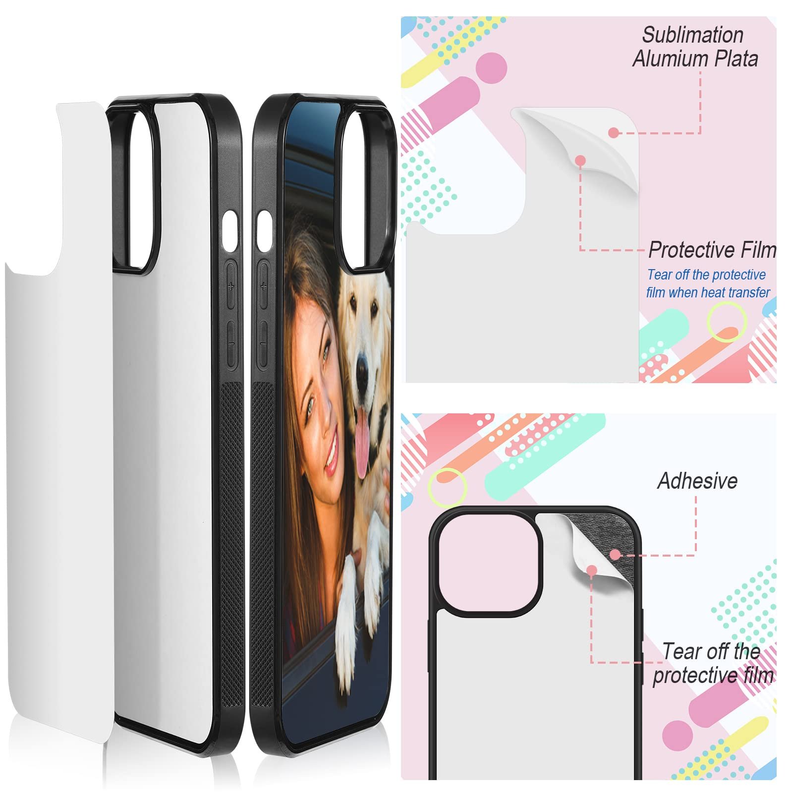 Bulk Soft TPU 2D Blanks Sublimation Cell Phone Case with Aluminum Sheet For iPhone 16 15 14 13 12 11 Pro Max X XR Xs 7 8 Plus