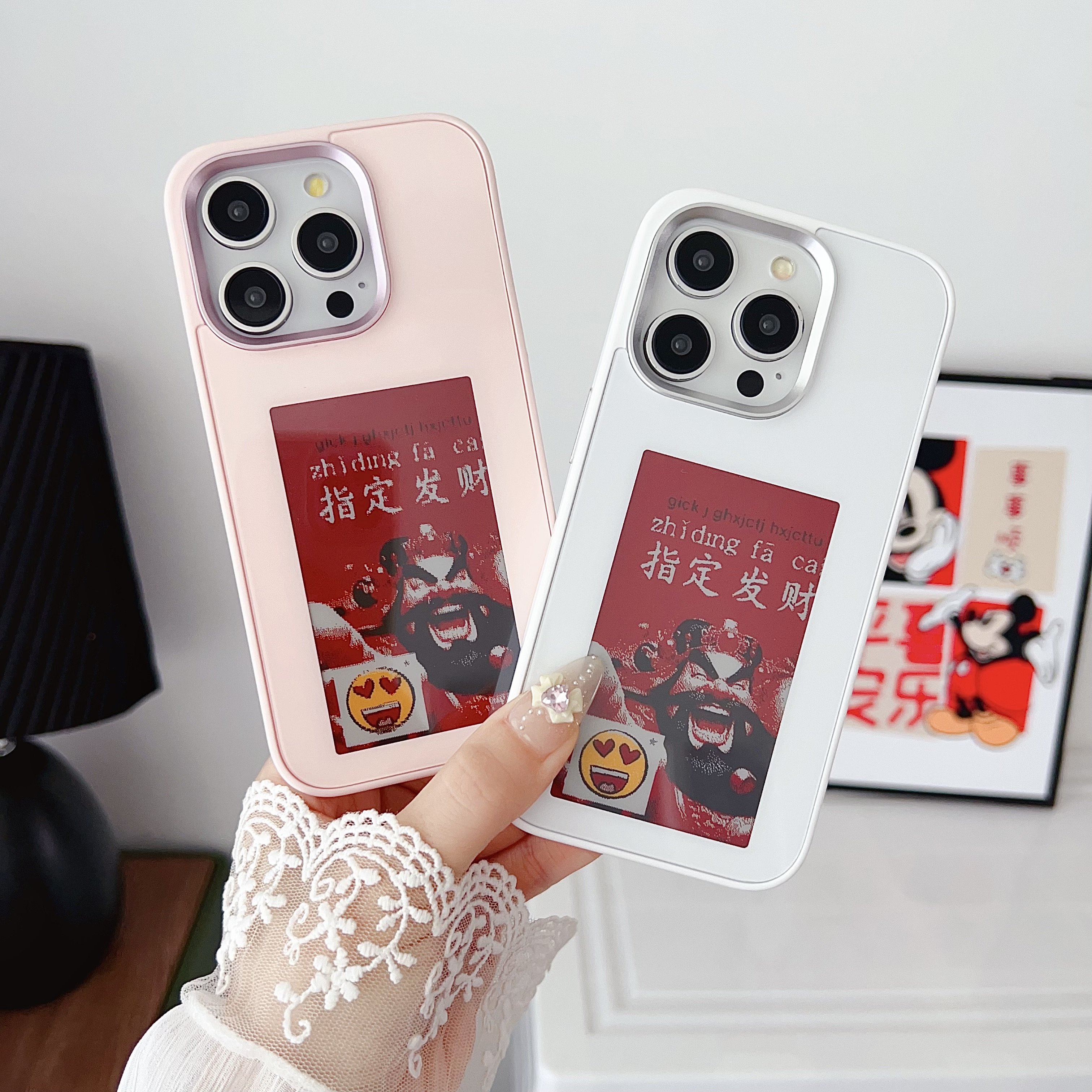 trendy product 2024 new arrival high tech smart DIY NFC smart E ink screen Display mobile phone case for iphone 15 pro max 14 13