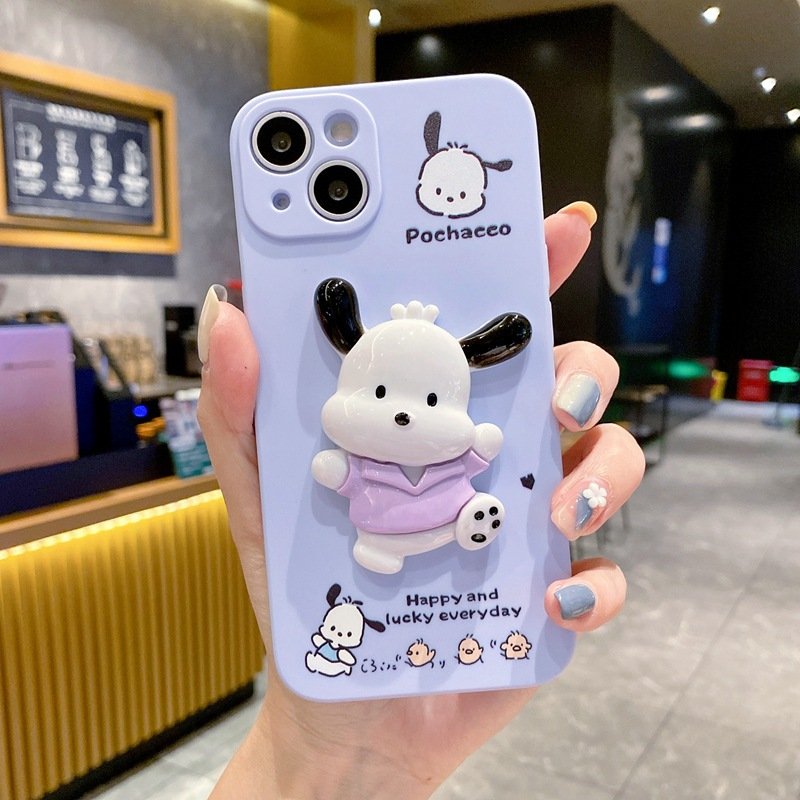 Wholesale Cute dog 3D Pochaeeo Silicone Mobile Phone Case For iPhone 16 15 14 13 Pro max Crossbody cartoon Shockproof Back cover
