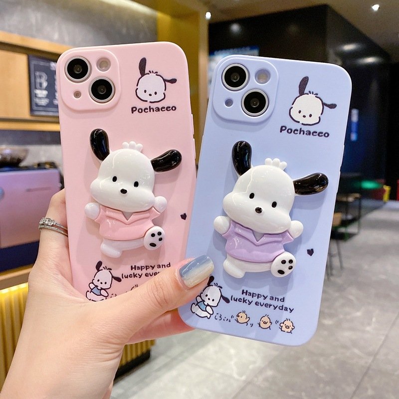 Wholesale Cute dog 3D Pochaeeo Silicone Mobile Phone Case For iPhone 16 15 14 13 Pro max Crossbody cartoon Shockproof Back cover