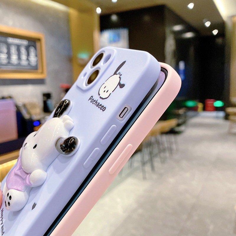 Wholesale Cute dog 3D Pochaeeo Silicone Mobile Phone Case For iPhone 16 15 14 13 Pro max Crossbody cartoon Shockproof Back cover