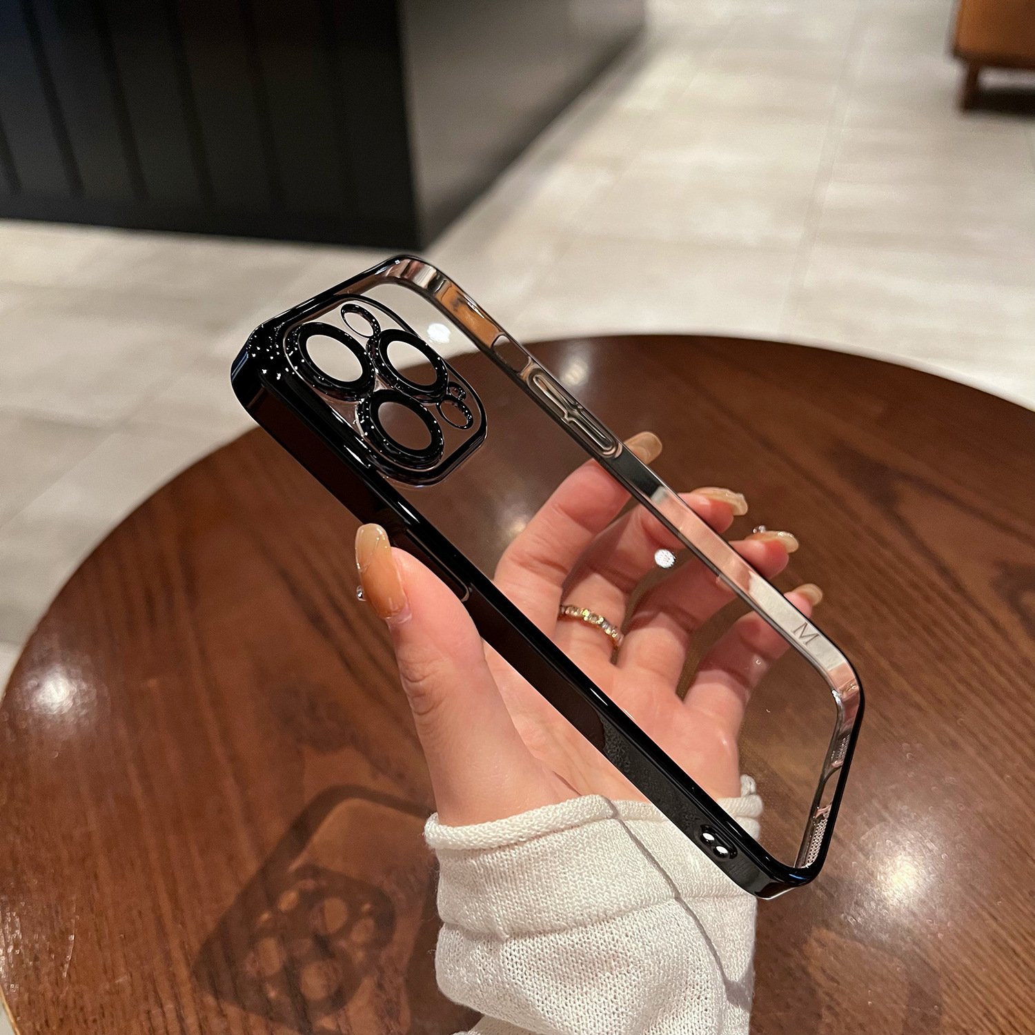 Transparent plated colored silver Phone Case For iPhone 15 Camera Lens Protection Clear Mobile Phone Case For iPhone 14 13 12