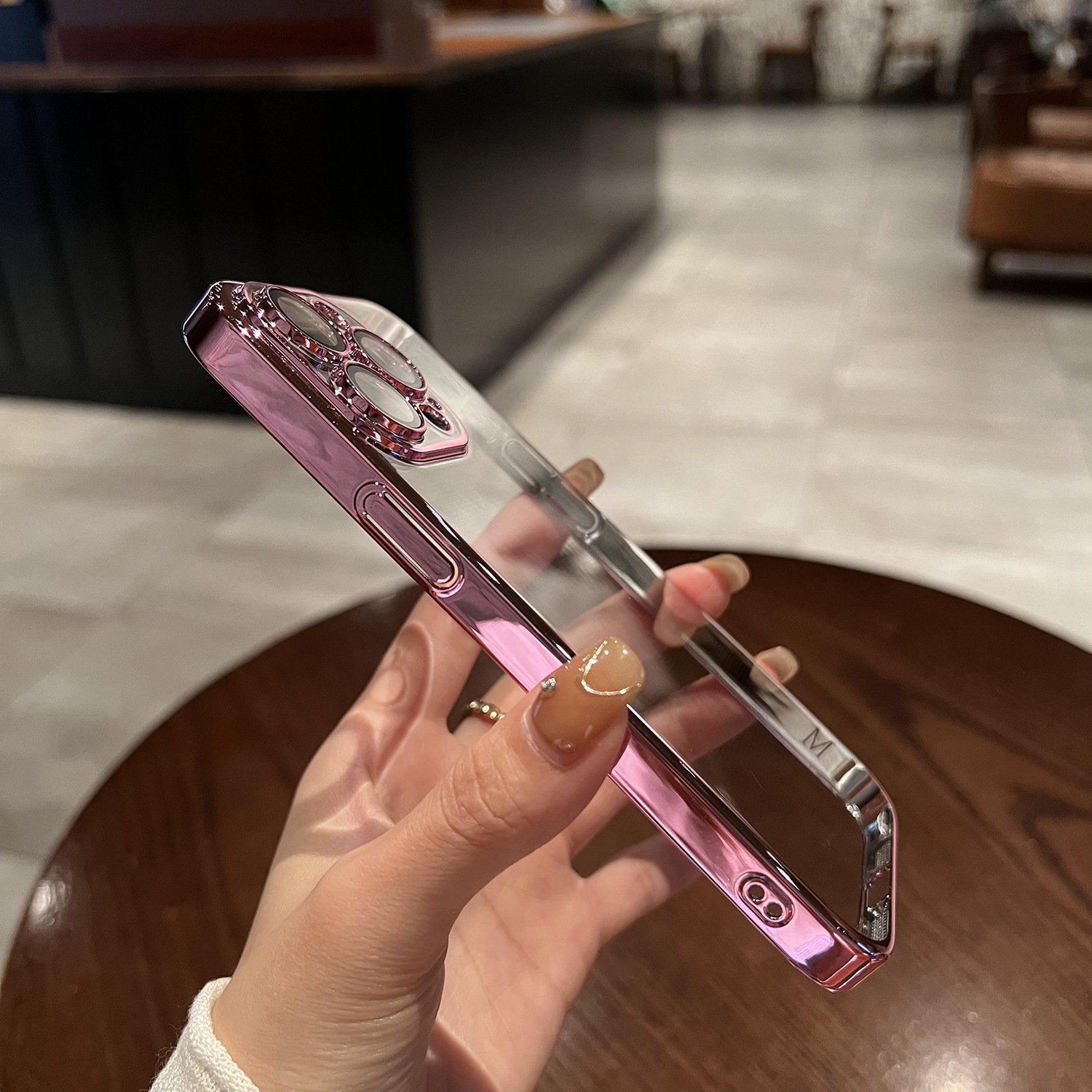 Transparent plated colored silver Phone Case For iPhone 15 Camera Lens Protection Clear Mobile Phone Case For iPhone 14 13 12