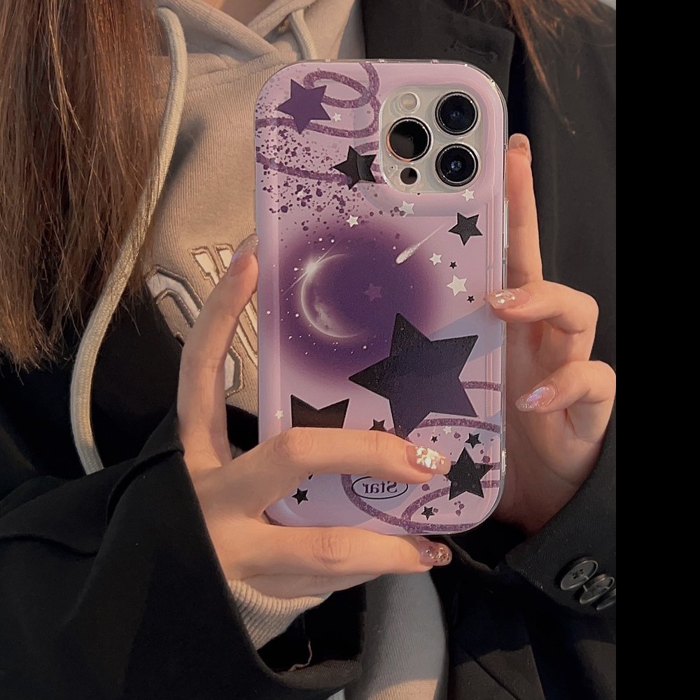 Cute personality star creative purple mobile phone case for iphone 15 pro 14 pro max 14 plus 13 pro 12 11