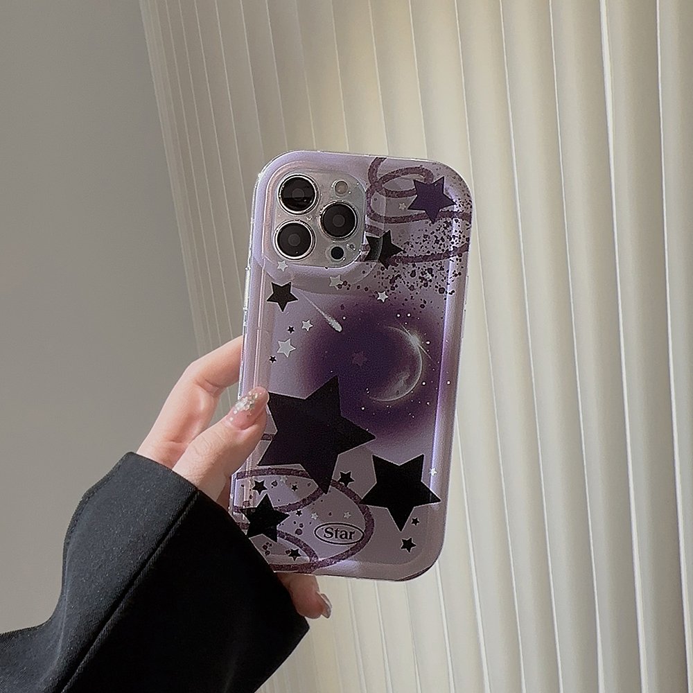Cute personality star creative purple mobile phone case for iphone 15 pro 14 pro max 14 plus 13 pro 12 11