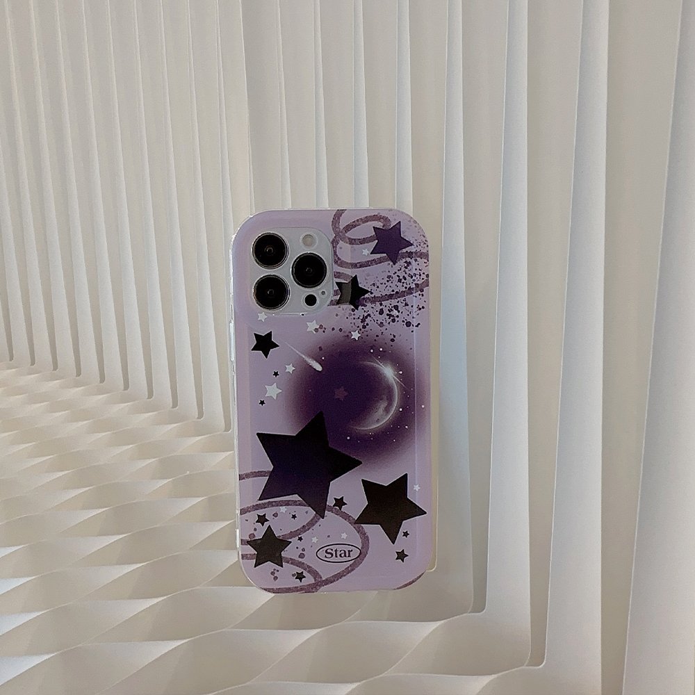 Cute personality star creative purple mobile phone case for iphone 15 pro 14 pro max 14 plus 13 pro 12 11