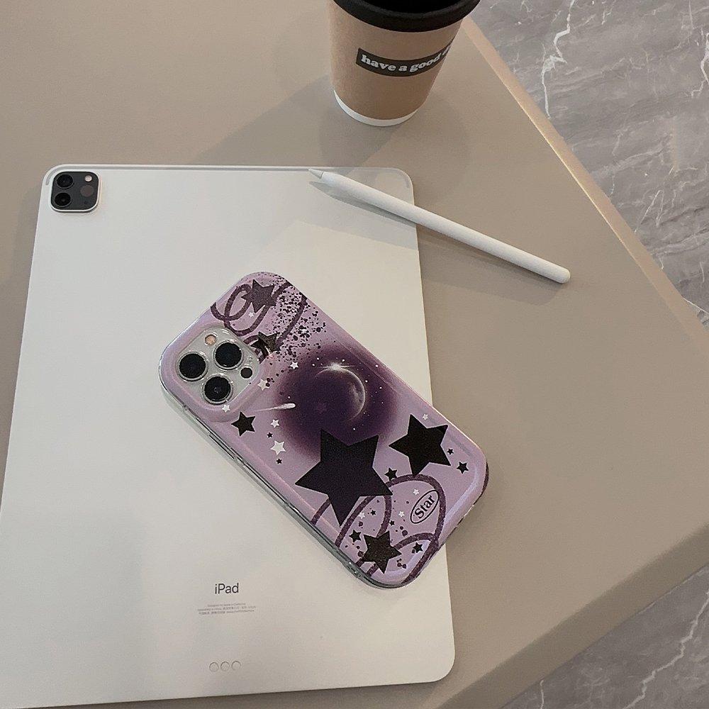 Cute personality star creative purple mobile phone case for iphone 15 pro 14 pro max 14 plus 13 pro 12 11