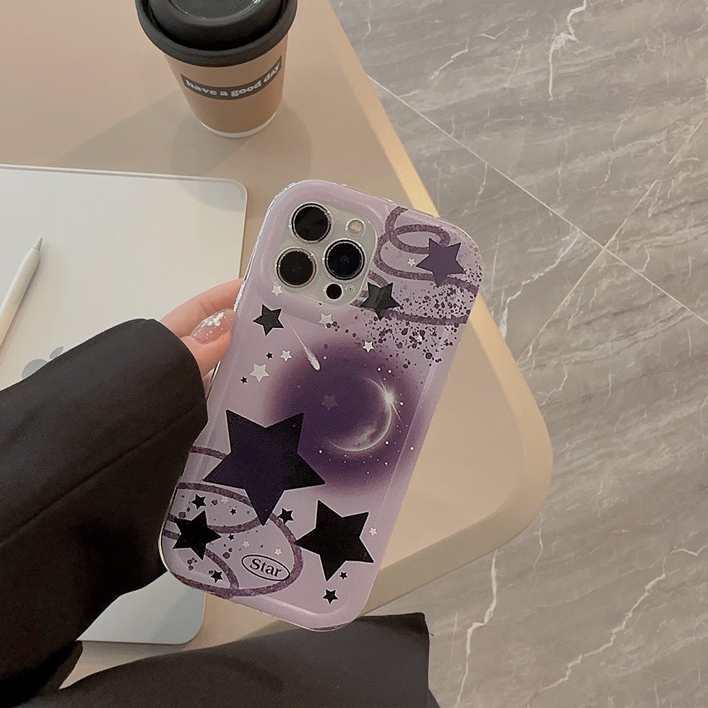 Cute personality star creative purple mobile phone case for iphone 15 pro 14 pro max 14 plus 13 pro 12 11