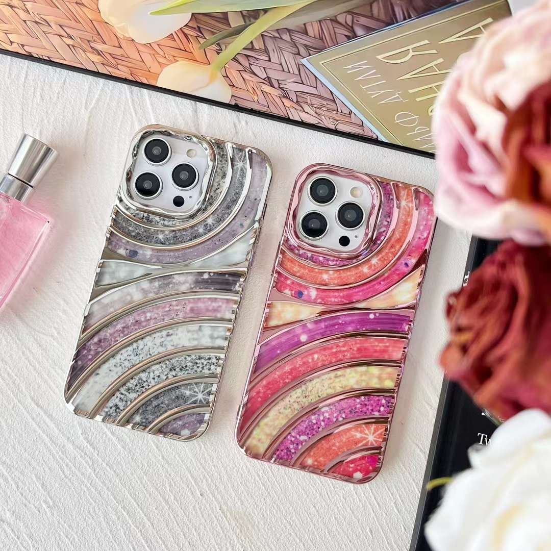 New Cute Electroplate Business Bling IMD Soft TPU Shockproof Mobile Phone Case Cover for iPhones 13 14 15 16 Pro Max Promax