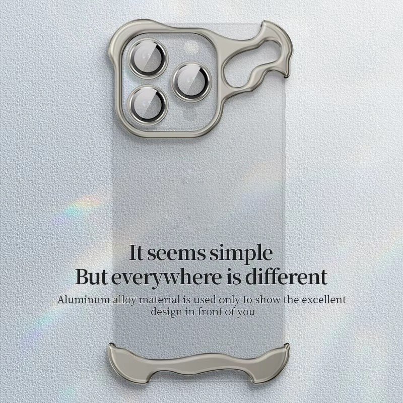 Irregular Titanium Alloy Bumper Mobile Phone Case For iPhone 15 14 Pro Max Plus 12 13 With Lens Protection Frameless Cover