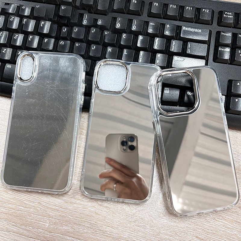 Silver Mirror Makeup Phone Case for iPhone 16 Pro Case Clear Mirror Cute Mirror Phone Cases for iPhone 11 12 13 14 15 Pro Max