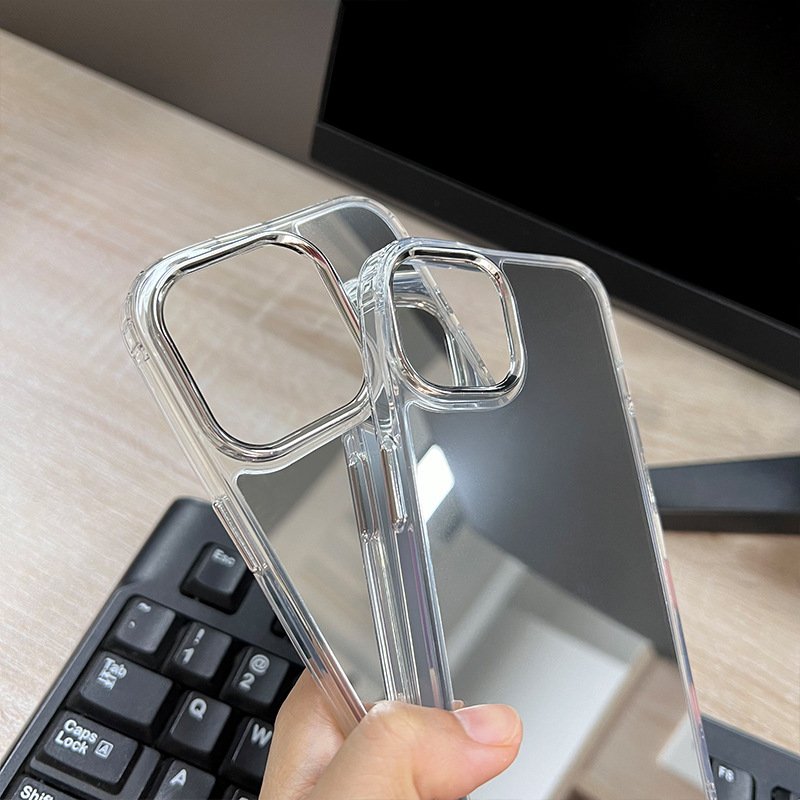 Silver Mirror Makeup Phone Case for iPhone 16 Pro Case Clear Mirror Cute Mirror Phone Cases for iPhone 11 12 13 14 15 Pro Max