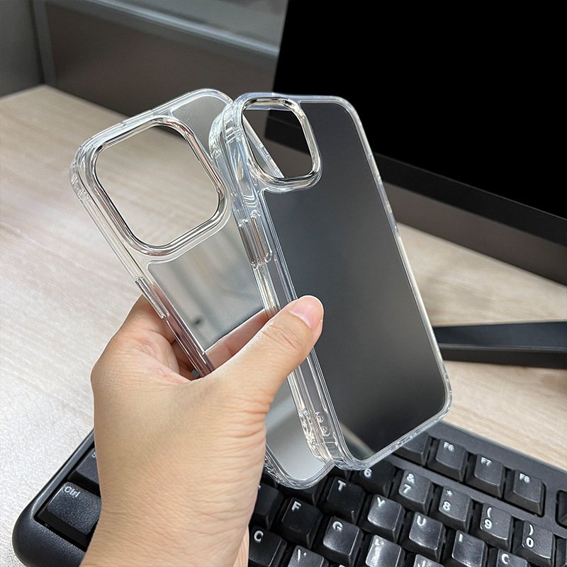 Silver Mirror Makeup Phone Case for iPhone 16 Pro Case Clear Mirror Cute Mirror Phone Cases for iPhone 11 12 13 14 15 Pro Max